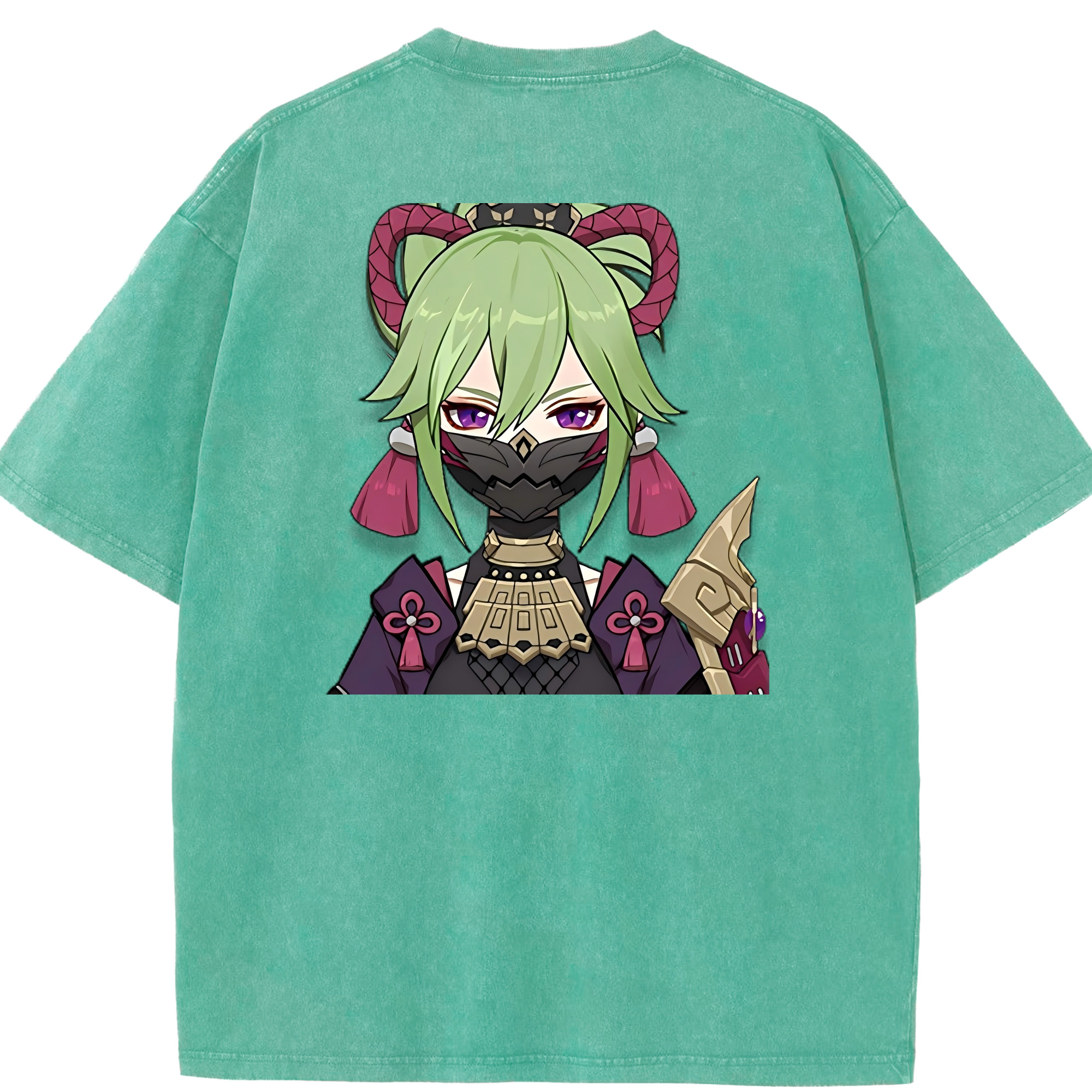 げんし神  久岐忍 くき しのぶ genshin Kuki Shinobu 綿100% ヴィンテージ風 半袖Tシャツ（背面プリント）